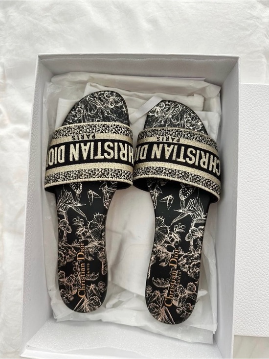 Dior Shoes - DIOR Dway slides black + gold size 39